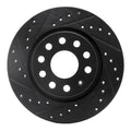 R1 05-15 Volkswagen BORA (Mexico) Front Left Drilled & Slotted Black Brake Rotor