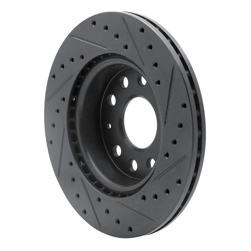 R1 05-15 Volkswagen BORA (Mexico) Front Left Drilled & Slotted Black Brake Rotor