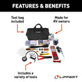 LIPPERT RV TOOLKIT; 15 tools and assorted parts for quickfix jobs; includes a tool bag