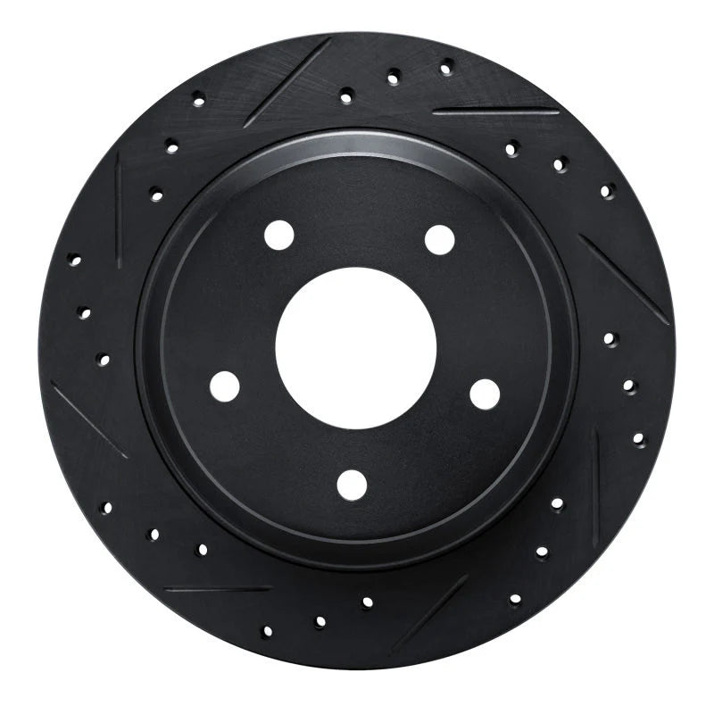 R1 84-87 Chevrolet Corvette Front Left Drilled & Slotted Black Brake Rotor