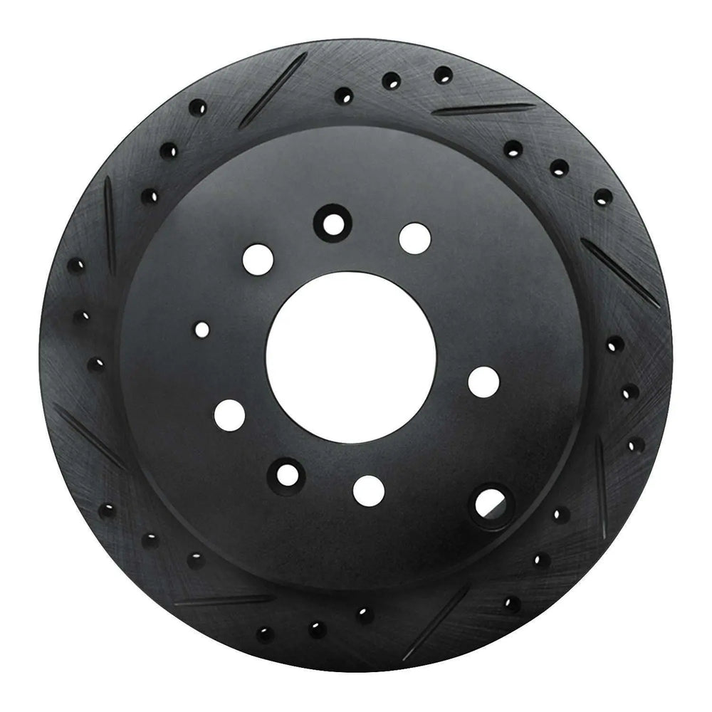 R1 92-06 Mazda 929 Rear Left Drilled & Slotted Black Brake Rotor