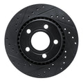 R1 80-86 Audi Quattro Front Left Drilled & Slotted Black Brake Rotor