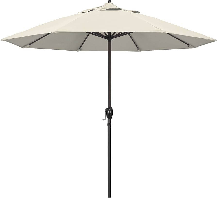 CASA SERIES 9FT CRANK LIFT AUTOTILT ALUM MARKET UMBRELLA IN WHITE OLEFIN