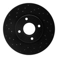 R1 14-19 Ford Fiesta Front Left Drilled Black Brake Rotor