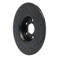 R1 18-25 Volvo S60 Rear Left Drilled & Slotted Black Brake Rotor