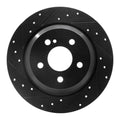 R1 07-13 Mercedes-Benz S550 Rear Left Drilled & Slotted Black Brake Rotor