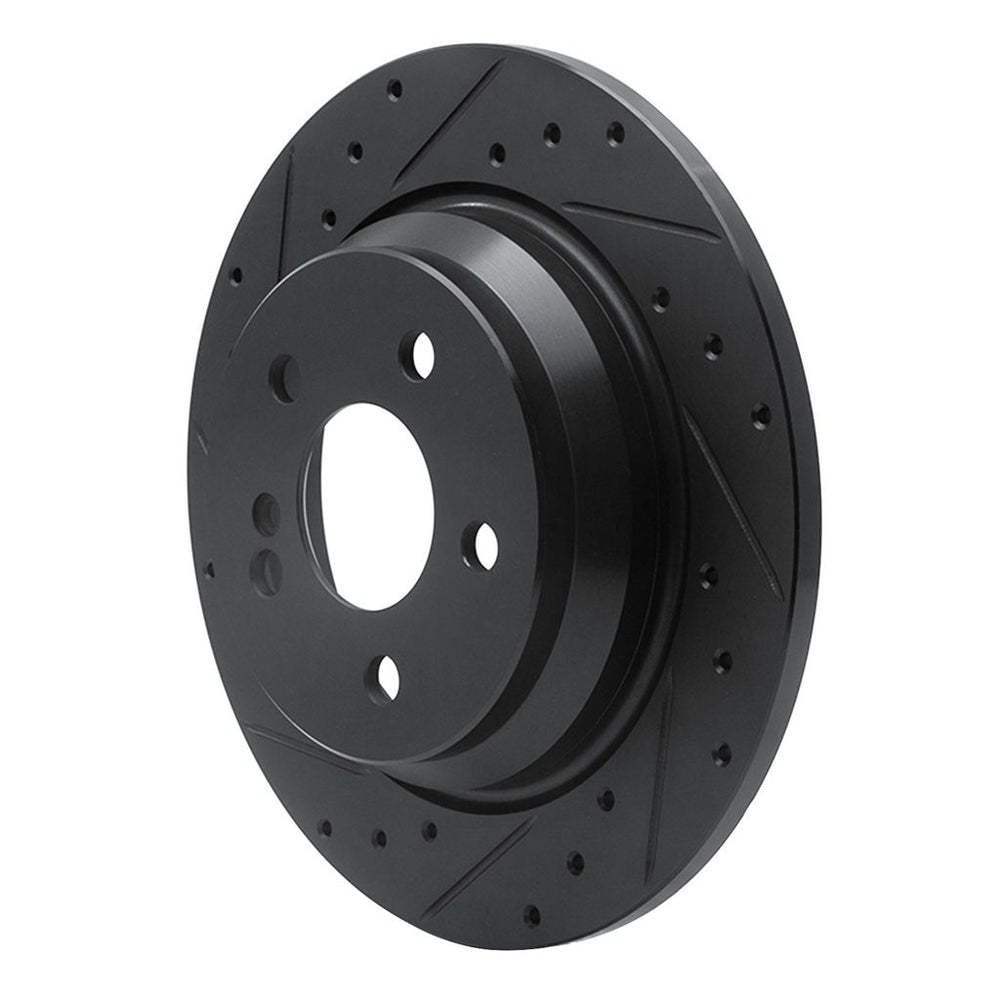 R1 07-13 Mercedes-Benz S550 Rear Left Drilled & Slotted Black Brake Rotor