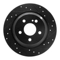 R1 07-13 Mercedes-Benz S550 Rear Right Drilled & Slotted Black Brake Rotor