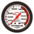 AutoMeter Gauge Nitrous Pressure 2-5/8in. 2000PSI Mechanical Chevy Red Bowtie White