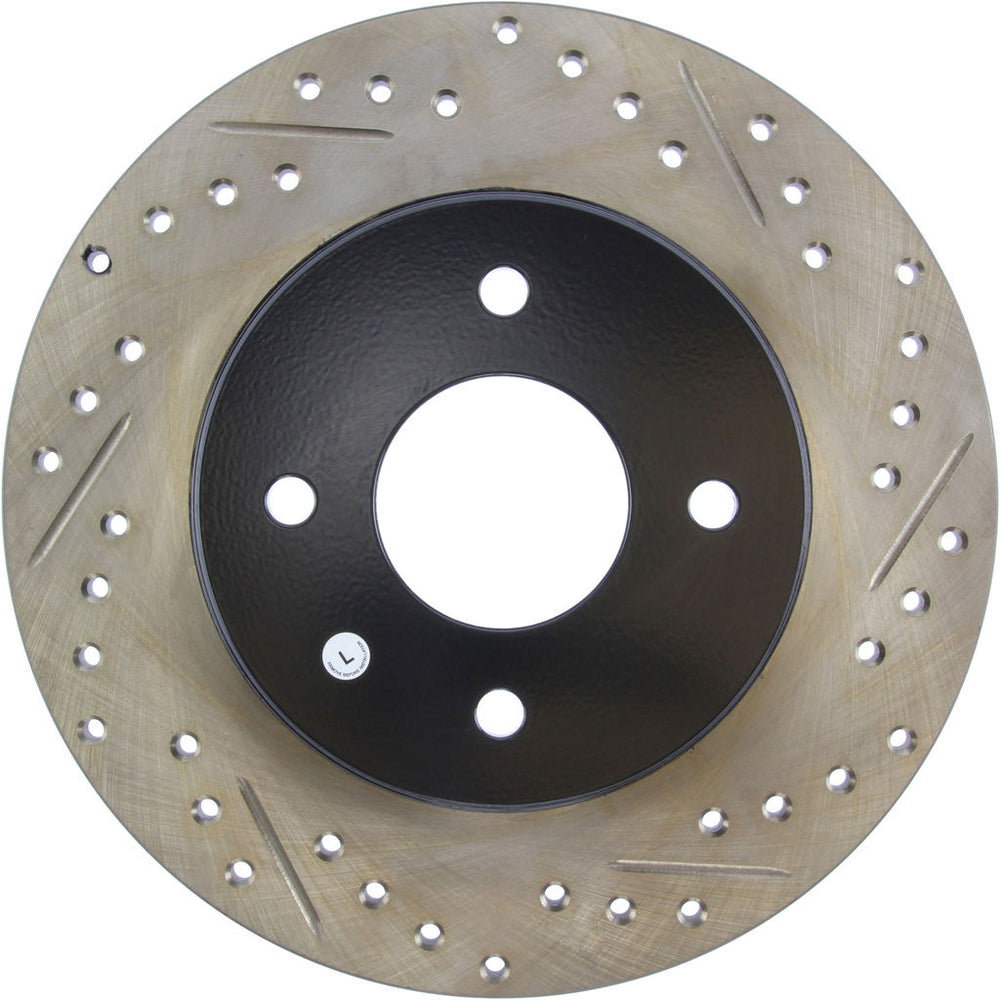 R1 84-85 Nissan 300ZX Rear Left Drilled & Slotted Black Brake Rotor