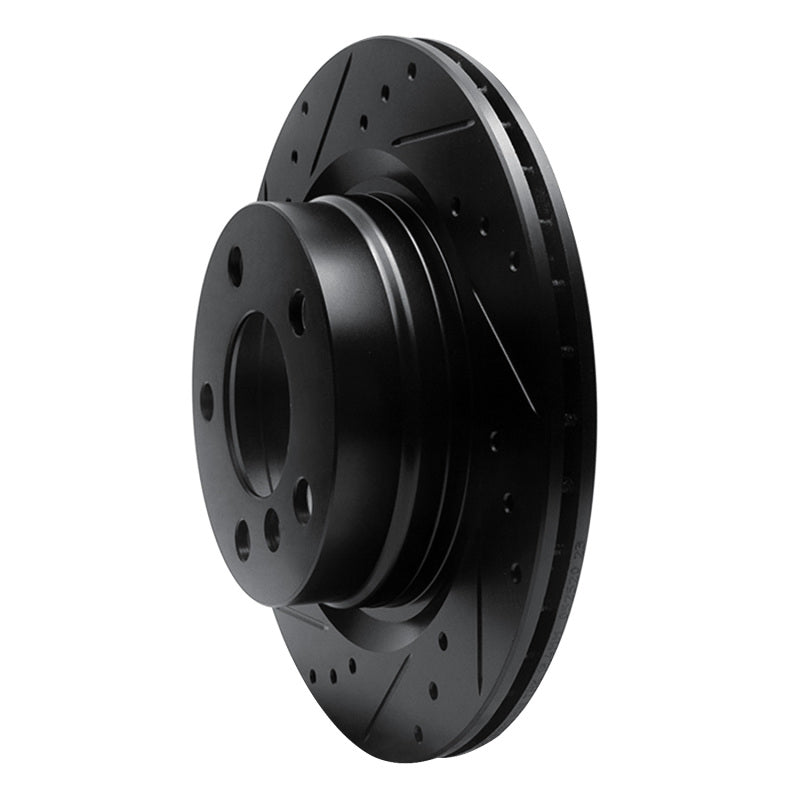 R1 06-21 BMW 228I xDrive Rear Left Drilled & Slotted Black Brake Rotor
