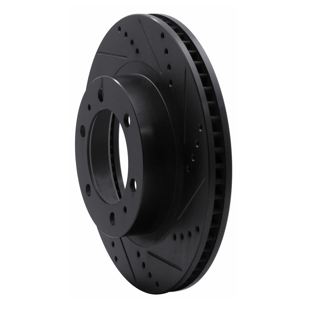 R1 05-23 Toyota Tacoma Front Right Drilled & Slotted Black Brake Rotor