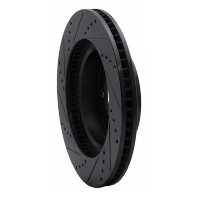 R1 05-23 Toyota Tacoma Front Right Drilled & Slotted Black Brake Rotor