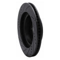 R1 05-23 Toyota Tacoma Front Right Drilled & Slotted Black Brake Rotor
