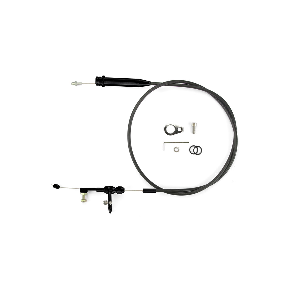 46IN UNIVERSAL BLACK HOUSING 4L60 BLOWER DRIVE KICKDOWN CABLE W/ BLACK FITTINGS