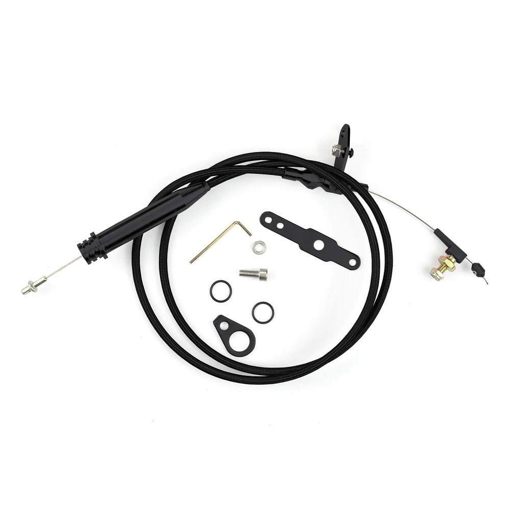 46IN HITECH BLACK STAINLESS HOUSING 2004R BLOWER DRIVE KICKDOWN CABLE W/ BLACK