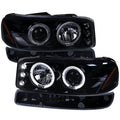 PROJECTOR HEADLIGHTS AND BUMPER LIGHTS GLOSS BLACK SMOKE LENS