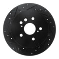 R1 04-05 Toyota RAV4 Rear Left Drilled & Slotted Black Brake Rotor