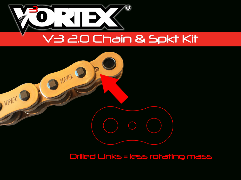 Vortex Racing V3 2.0 Chain and Sprocket Kit 2910-17,454S-39,G525RX3-112- Gold