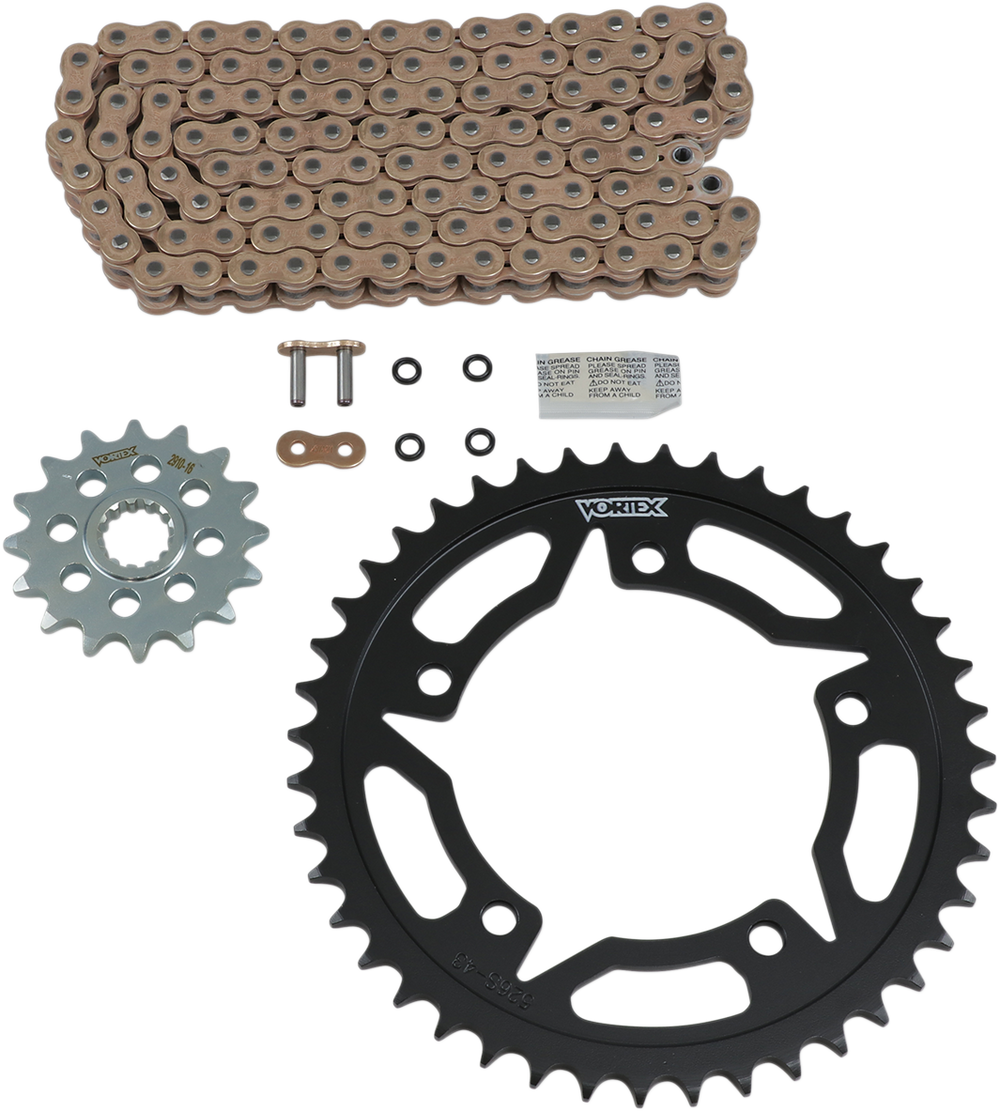 Vortex Racing V3 2.0 Chain and Sprocket Kit 2910-16,526S-43,G525SX3-114- Gold