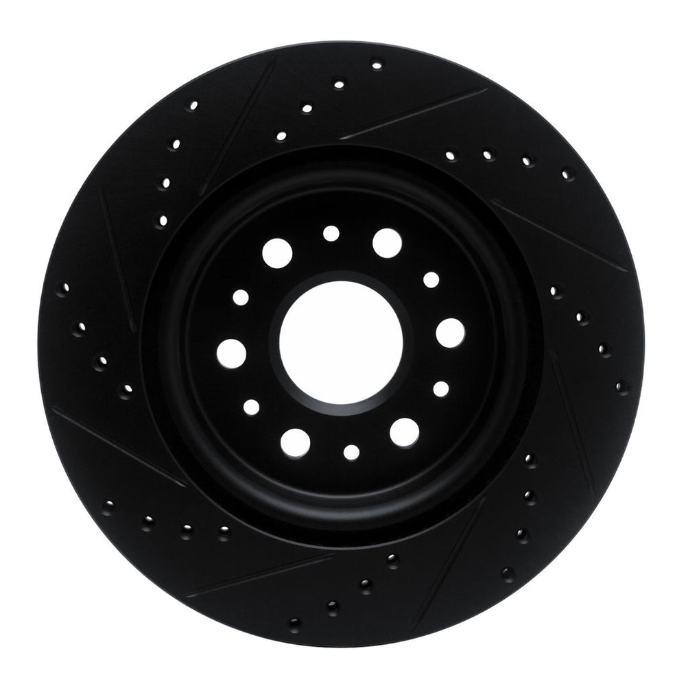 R1 17-25 Buick Enclave Rear Right Drilled & Slotted Black Brake Rotor