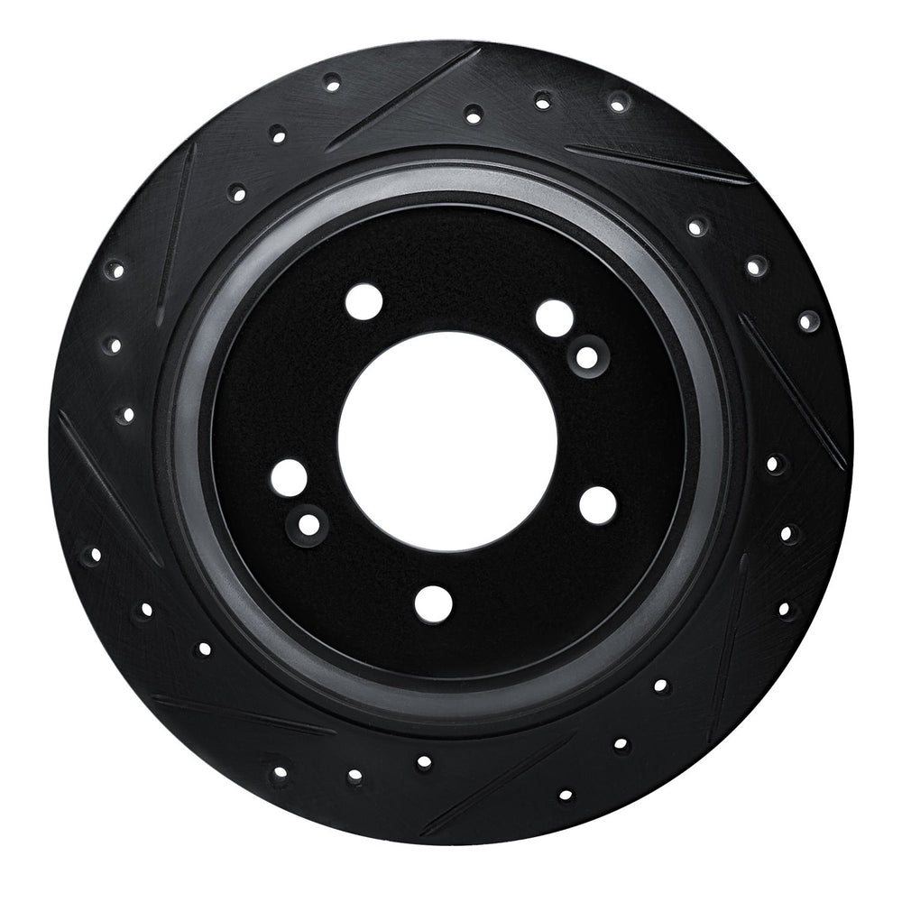 R1 17-23 Hyundai Kona EV Rear Left Drilled & Slotted Black Brake Rotor
