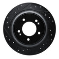 R1 17-23 Hyundai Kona EV Rear Left Drilled & Slotted Black Brake Rotor