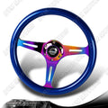 NRG Classic Wood Grain Steering Wheel (350mm) Blue Pearl/Flake Paint w/Neochrome 3-Spoke Center