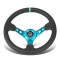 NRG Classic Wood Grain Steering Wheel (350mm) Blue Pearl/Flake Paint w/Neochrome 3-Spoke Center