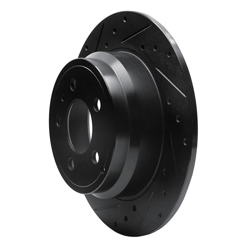 R1 96-04 Volvo S70 Rear Left Drilled & Slotted Black Brake Rotor