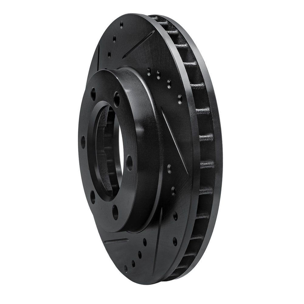 R1 71-91 Chevrolet K10 Front Left Drilled & Slotted Black Brake Rotor