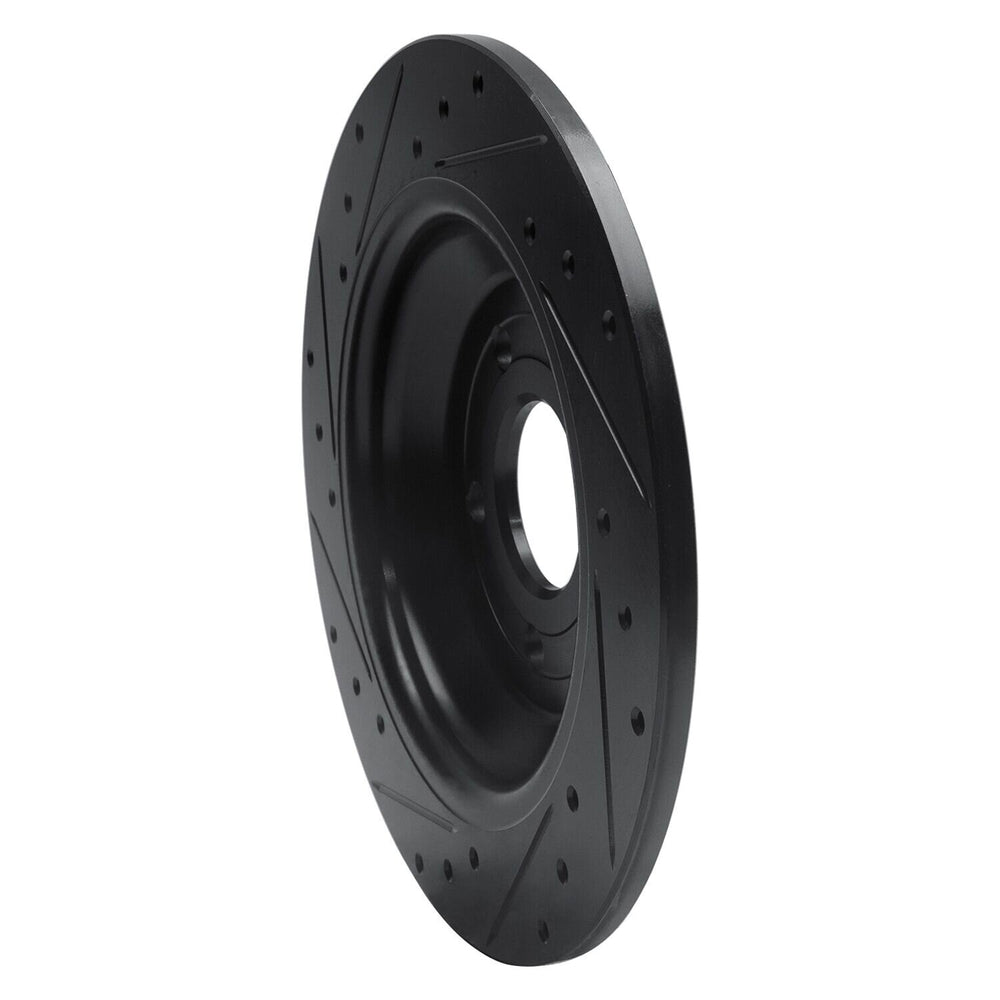 R1 16-25 Ford Focus Rear Right Drilled & Slotted Black Brake Rotor
