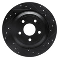 R1 16-25 Ford Focus Rear Right Drilled & Slotted Black Brake Rotor