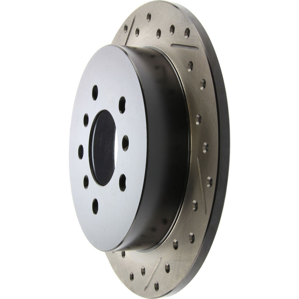 R1 06-10 Buick LaCrosse Rear Right Drilled & Slotted Black Brake Rotor