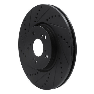 R1 04-08 Acura TL Front Left Drilled & Slotted Black Brake Rotor