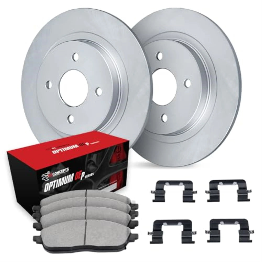 R1 18-22 Ford EcoSport Rear Carbon Coated Brake Rotor Set w/Optimum OE Pads and Hardware