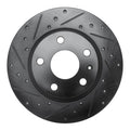 R1 08-15 Audi TT Quattro Rear Left Drilled & Slotted Black Brake Rotor
