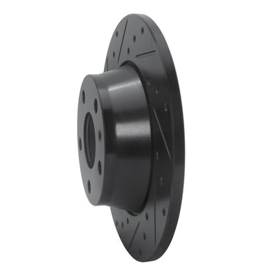 R1 08-15 Audi TT Quattro Rear Left Drilled & Slotted Black Brake Rotor