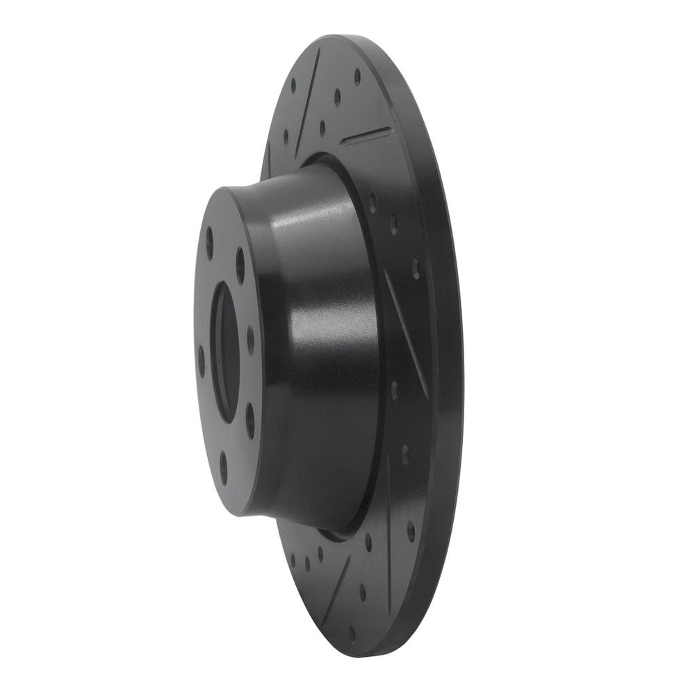 R1 08-15 Audi TT Quattro Rear Left Drilled & Slotted Black Brake Rotor