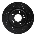 R1 15-25 Hyundai Kona Front Right Drilled & Slotted Black Brake Rotor