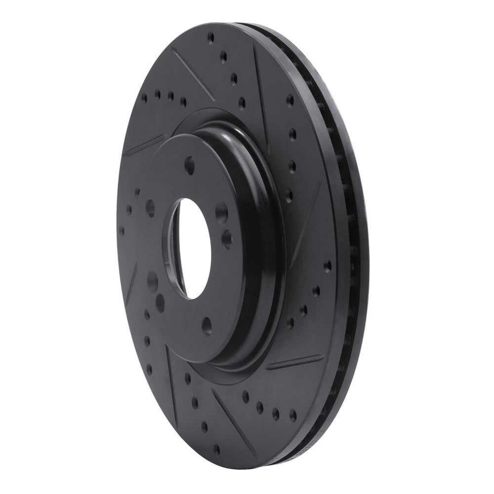 R1 15-25 Hyundai Kona Front Right Drilled & Slotted Black Brake Rotor