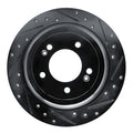 R1 17-25 Hyundai Tucson Rear Right Drilled & Slotted Black Brake Rotor
