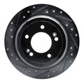 R1 17-25 Hyundai Nexo Rear Left Drilled & Slotted Black Brake Rotor