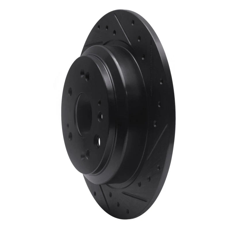 R1 10-15 Honda Accord Crosstour Rear Right Drilled & Slotted Black Brake Rotor