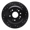 R1 10-15 Honda Accord Crosstour Rear Right Drilled & Slotted Black Brake Rotor