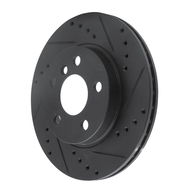 R1 14-21 BMW i3 Front Right Drilled & Slotted Black Brake Rotor