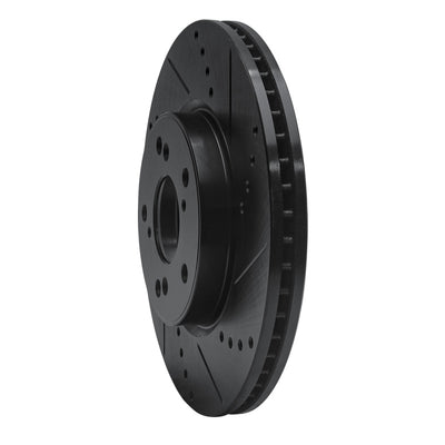 R1 13-25 Honda Civic Hatchback Front Right Drilled & Slotted Black Brake Rotor
