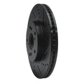R1 13-25 Honda Civic Hatchback Front Right Drilled & Slotted Black Brake Rotor