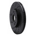 R1 13-25 Honda Civic Sedan Front Left Drilled & Slotted Black Brake Rotor