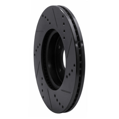 R1 13-25 Honda Civic Sedan Front Left Drilled & Slotted Black Brake Rotor